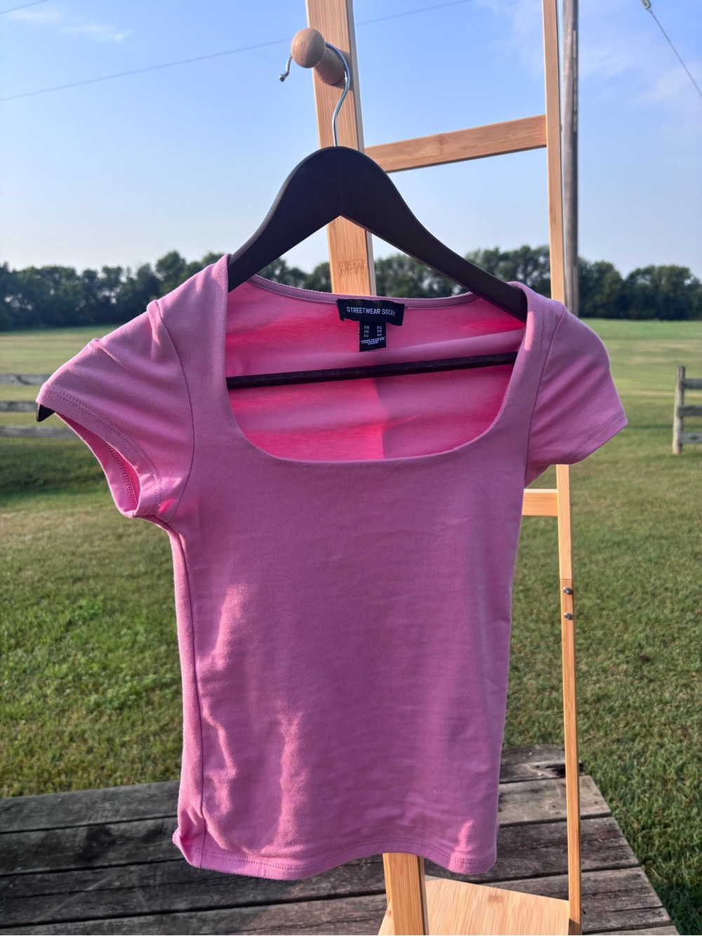 NWOT Streetwear Society Pink Square Neck Cap Sleeve Fitted Top - XS